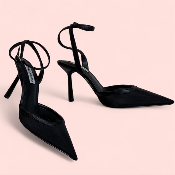 Steve Madden Shoes - Steve Madden Alliance Elegant Mesh Black Pointed Toe Strappy Stiletto Heels